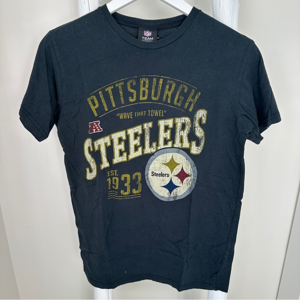 NFL Team Apparel Pittsburgh Steelers Black Short Sleeve Tee Shirt Size Medium